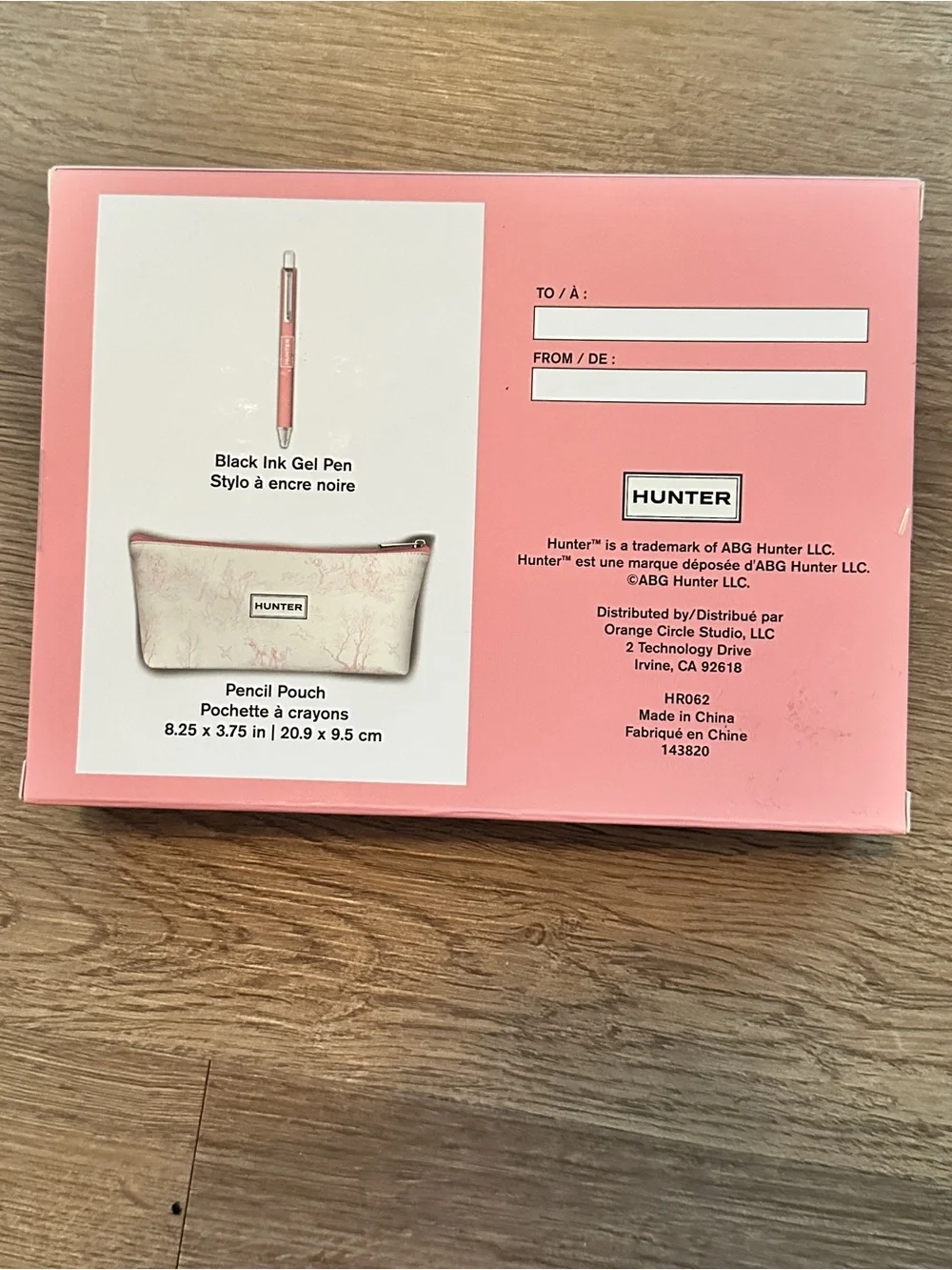 NEW HUNTER PINK ENGLISH FARM TOILE PENCIL POUCH & GEL PEN SET School Supplies